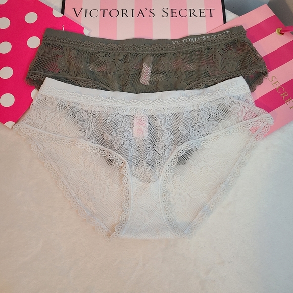 Y2K Victoria's Secret 2pk Sheer Lace Hiphugger Panties Size M - Picture 1 of 6